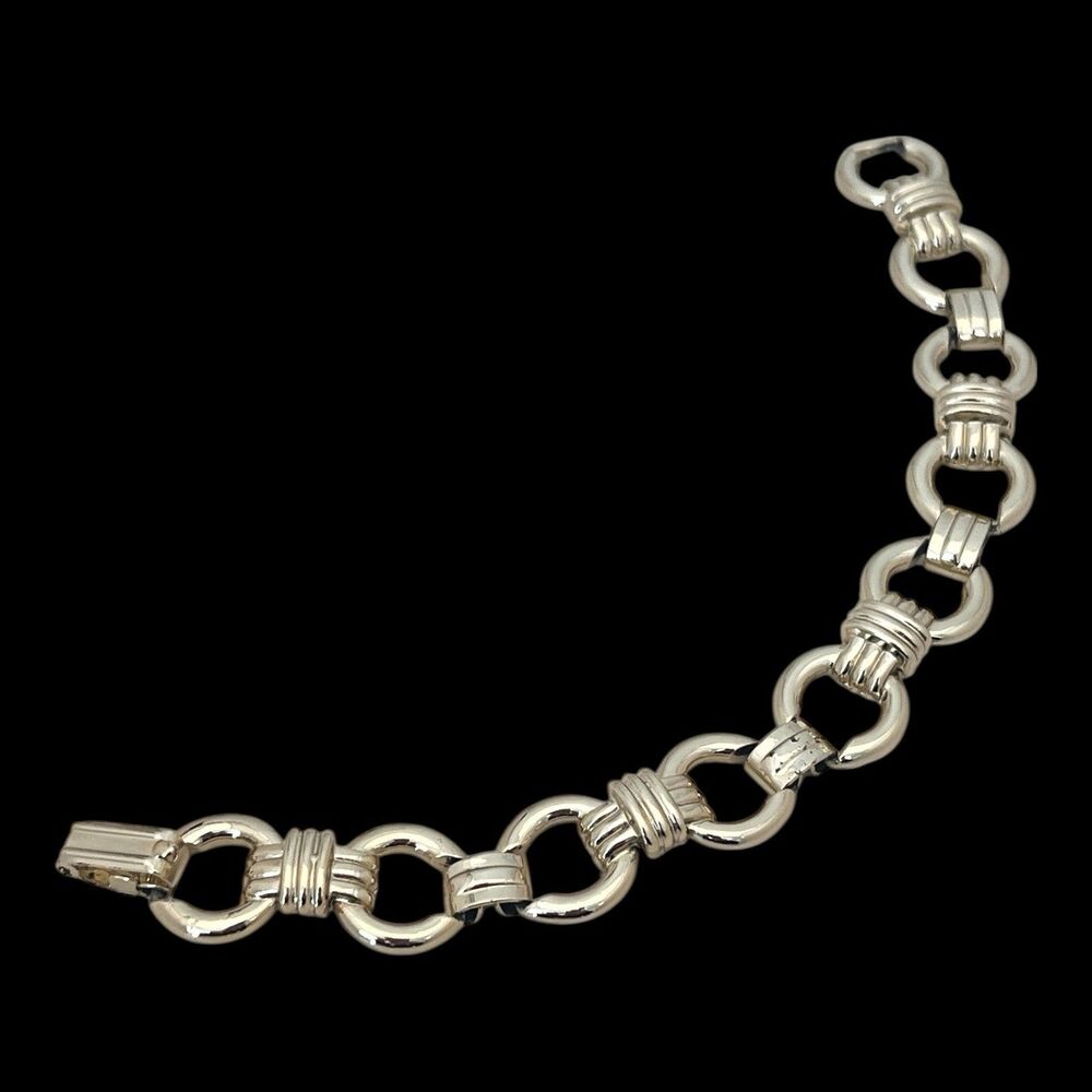 Vintage 1980s Gold Tone Bracelet Horsebit Style Links Chunky - 4X